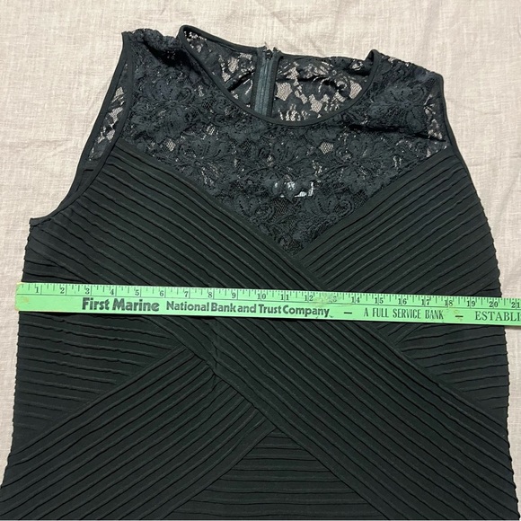 Plus size Lace top textured bandage Calvin Klein Black Sheath Midi Dress formal - Picture 6 of 6